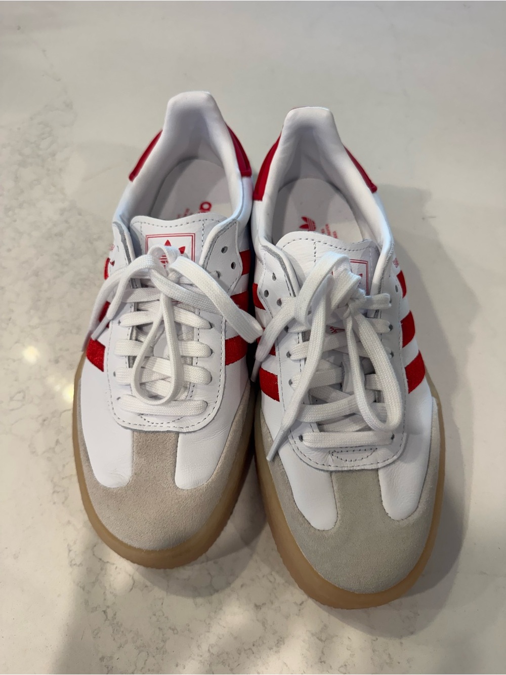 Adidas Samba OG White Red Gum Sole Sneakers Women’s Size 7.5 - Picture 3 of 5